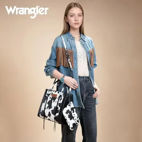 Wrangler ayollar uchun Tote Bag G'arbiy sigir terisi hamyon va hamyonlar to'plami - 6