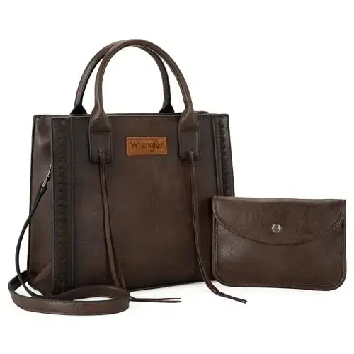 Wrangler ayollar uchun Tote Bag G'arbiy sigir terisidan hamyon va hamyon to'plami - 1