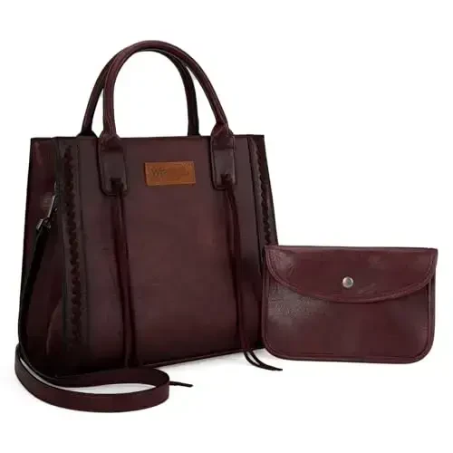 Wrangler ayollar uchun Tote Bag G'arbiy sigir terisidan hamyon va hamyon to'plami - 1