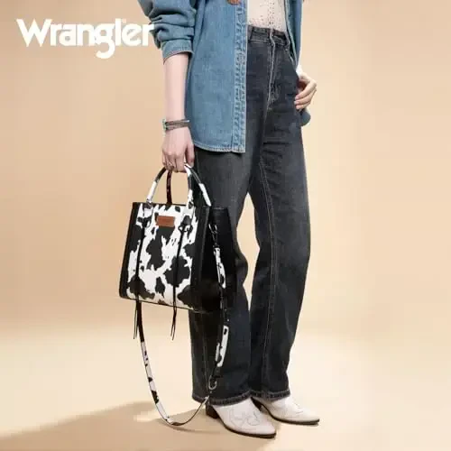 Wrangler Ayollar uchun Tote Bag G'arbiy Sigir terisidan hamyon va hamyonlar to'plami - MONTANA WEST (1)