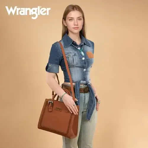 Wrangler ayollar uchun Tote Bag G'arbiy sigir terisidan sumka va hamyon to'plami - WRANGLER (1)