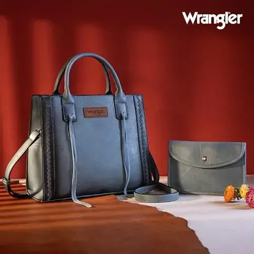 Wrangler ayollar uchun Tote Bag G'arbiy sigir terisidan sumka va hamyon to'plami - 6