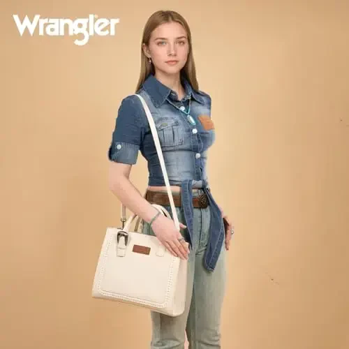 Wrangler ayollar uchun Tote Bag G'arbiy sigir terisidan tikilgan hamyon va hamyon to'plami - 2