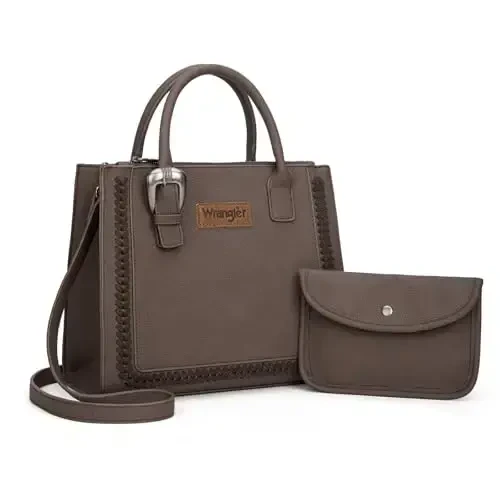 Wrangler ayollar uchun Tote Bag G'arbiy sigir terisidan tikilgan hamyon va hamyonlar to'plami - 1