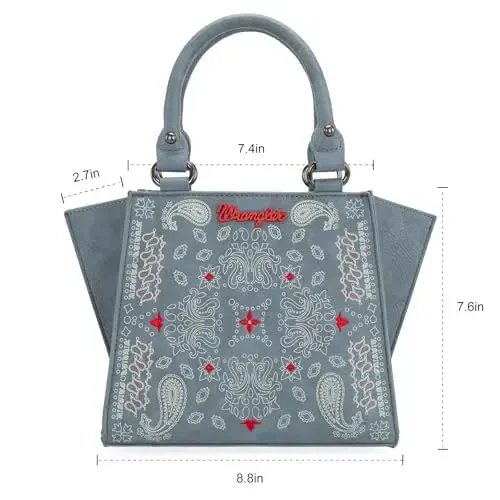 Wrangler Small Tote Purse Cute Women's Handbags Western Paisley Print Satchel Bags - 4