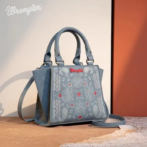 Wrangler Small Tote Purse Chiroyli ayollar sumkalari G'arbiy Paisley bosma sumkachalari - 6
