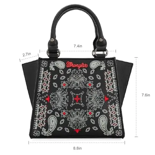 Wrangler Small Tote Purse Chiroyli Ayollar Sumkalari G'arbiy Paisley Nashrli Sumka - 4