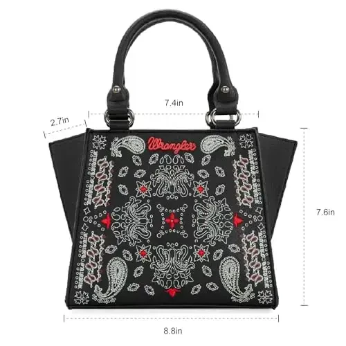 Wrangler Small Tote Sumkasi Chiroyli Ayollar Sumkalari G'arbiy Paisley Nashri Sumkasi - 4