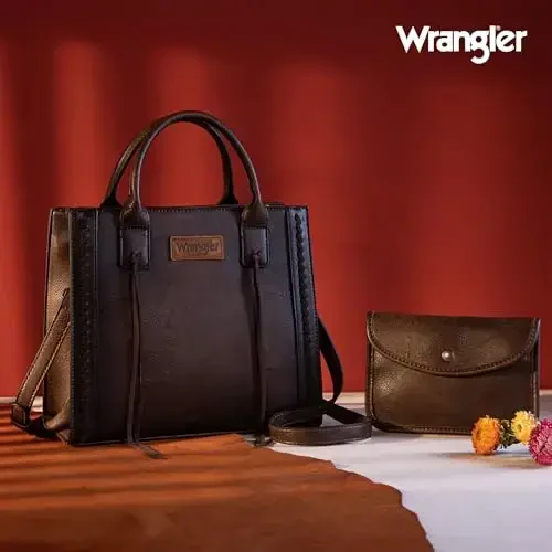 Wrangler Tote Bag for Women Western Cowhide Purse and Wallet Set - 6