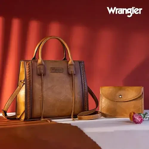 Wrangler Tote Bag for Women Western Cowhide Purse and Wallet Set - 6