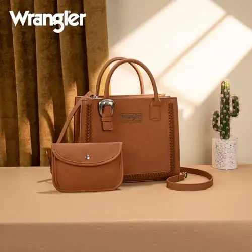 Wrangler Tote Bag for Women Western Cowhide Purse and Wallet Set - 6