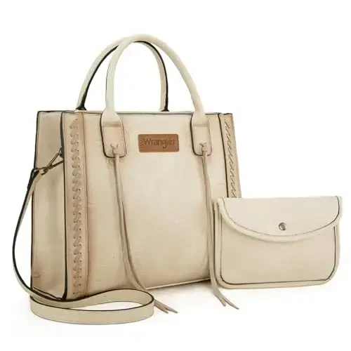 Wrangler Tote Bag for Women Western Cowhide Purse and Wallet Set - WRANGLER