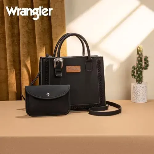 Wrangler Tote Bag for Women Western Cowhide Purse and Wallet Set - 6