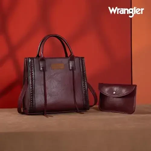 Wrangler Tote Bag for Women Western Cowhide Purse and Wallet Set - 6