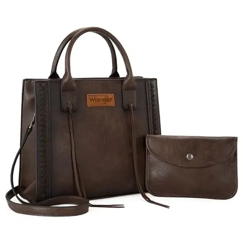 Wrangler Tote Bag for Women Western Cowhide Purse and Wallet Set - 1