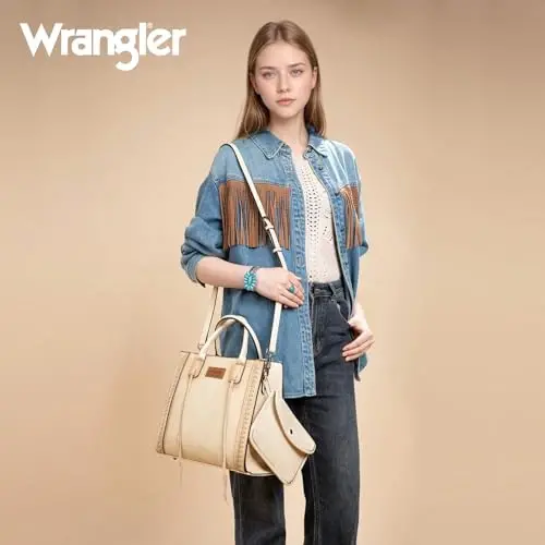 Wrangler Tote Bag for Women Western Cowhide Purse and Wallet Set - 6