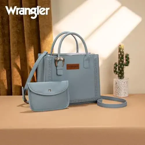 Wrangler Tote Bag for Women Western Cowhide Purse and Wallet Set - 6