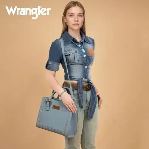 Wrangler Tote Bag for Women Western Cowhide Purse and Wallet Set - 2