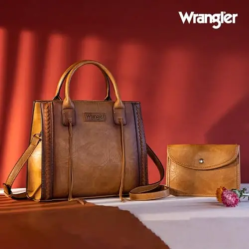 Wrangler Tote Bag for Women Western Cowhide Purse and Wallet Set - 6
