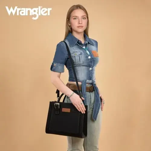 Wrangler Tote Bag for Women Western Cowhide Purse and Wallet Set - 2