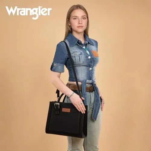 Wrangler Tote Bag for Women Western Cowhide Purse and Wallet Set - 2