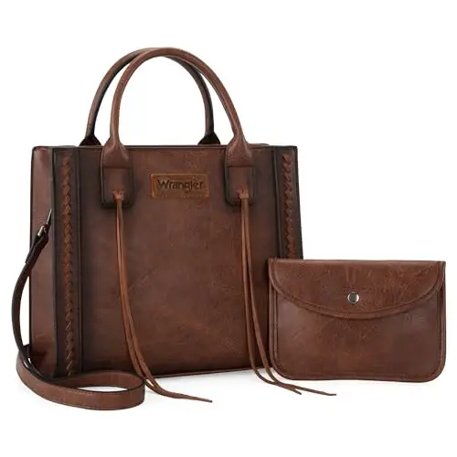 Wrangler Tote Bag for Women Western Cowhide Purse and Wallet Set - 1