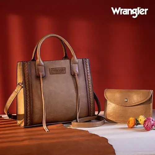 Wrangler Tote Bag for Women Western Cowhide Purse and Wallet Set - 6