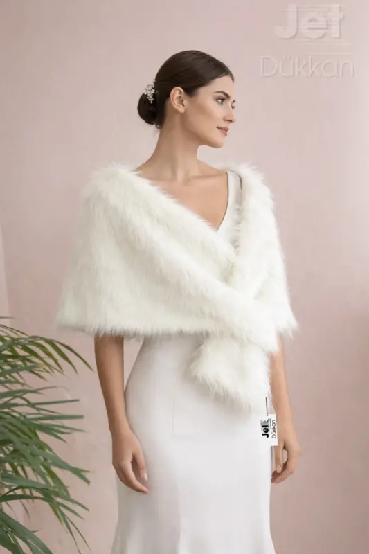 Wrap-Around Fur for Wedding Dress, Bridal Shawl, High Quality Standard Size - JETDUKKAN