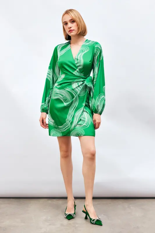 Wrap Dress - GREEN - 4