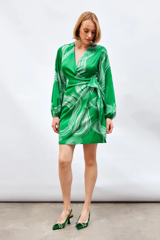 Wrap Dress - GREEN - 5