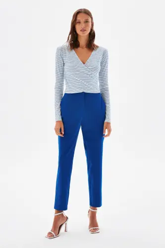 Wrap Long Sleeve Knitted Blouse-122 - 1