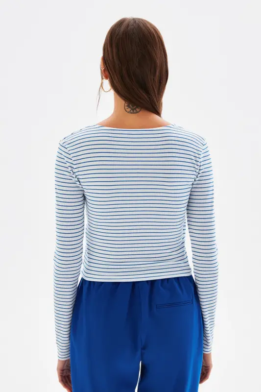 Wrap Long Sleeve Knitted Blouse-122 - 3