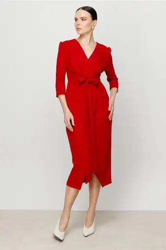 Wrap Red Dress-RED - AYHAN (1)