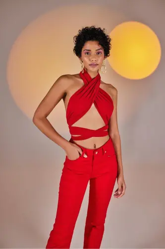 Wrap Top Kırmızı-Kırmızı - HOLLY LOLLY (1)