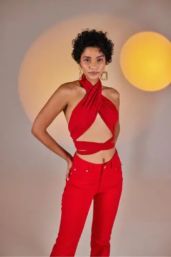 Wrap Top Kırmızı-Kırmızı - 4