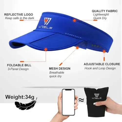 WRELS Sports Visor Hat for Women Men, Lightweight Running Golf Tennis Sun Visor Cap with Foldable Brim - 2