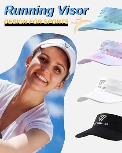 WRELS Visor Sun Hat for Kids Women Men,Adjustable Packable Sports Cap with Sweatband(46-60cm) - 3