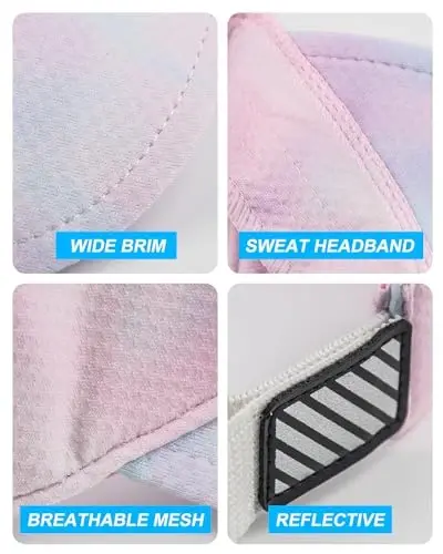 WRELS Visor Sun Hat for Kids Women Men,Adjustable Packable Sports Cap with Sweatband(46-60cm) - 5