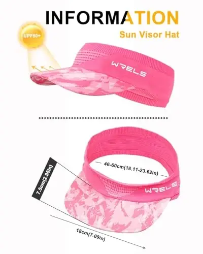 WRELS Visor Sun Hat for Kids Women Men,Adjustable Packable Sports Cap with Sweatband(46-60cm) - 3