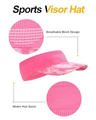 WRELS Visor Sun Hat for Kids Women Men,Adjustable Packable Sports Cap with Sweatband(46-60cm) - 4