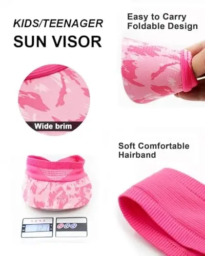 WRELS Visor Sun Hat for Kids Women Men,Adjustable Packable Sports Cap with Sweatband(46-60cm) - 5