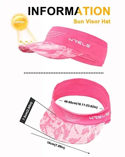 WRELS Visor Sun Hat for Kids Women Men,Adjustable Packable Sports Cap with Sweatband(46-60cm) - 2