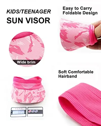 WRELS Visor Sun Hat for Kids Women Men,Adjustable Packable Sports Cap with Sweatband(46-60cm) - 4