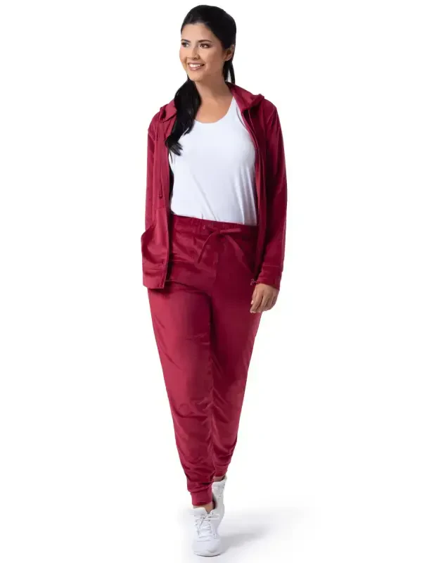 Wright's Women's Plush Velour Hoodie & Jogger Tracksuit Set, S-4X - 2