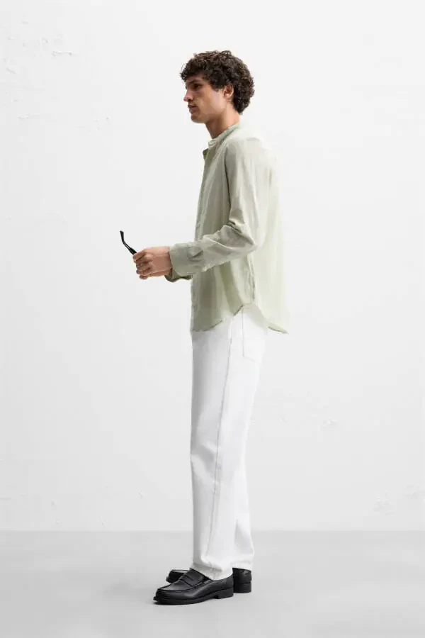 WRINKLE EFFECT SHIRT-Khaki - 4