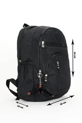 Wrinkle Waterproof Fabric Large Size Unisex School Backpack and Travel Bag-black2 - SAMILON (1)