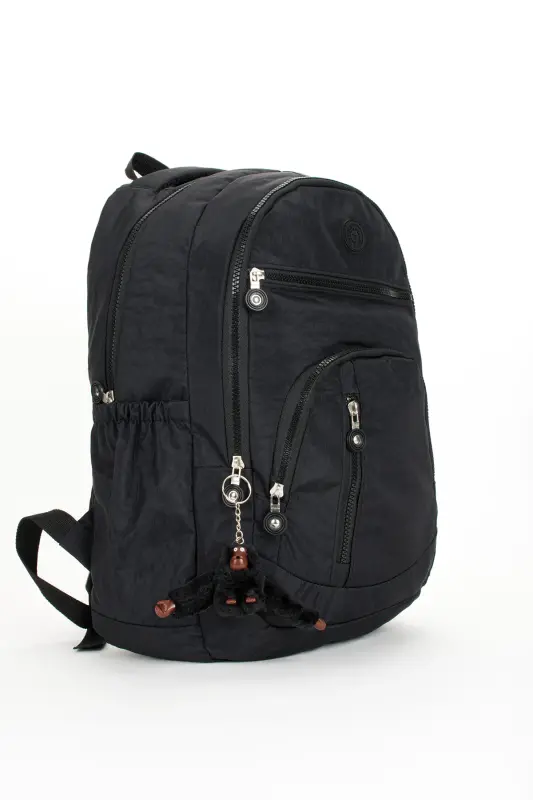 Wrinkle Waterproof Fabric Large Size Unisex School Backpack and Travel Bag-black2 - 3