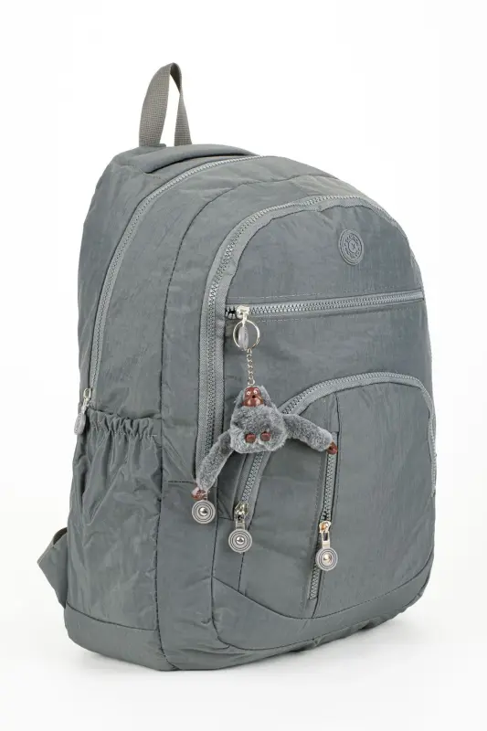 Wrinkle Waterproof Fabric Large Size Unisex School Backpack and Travel Bag-gray2 - 2