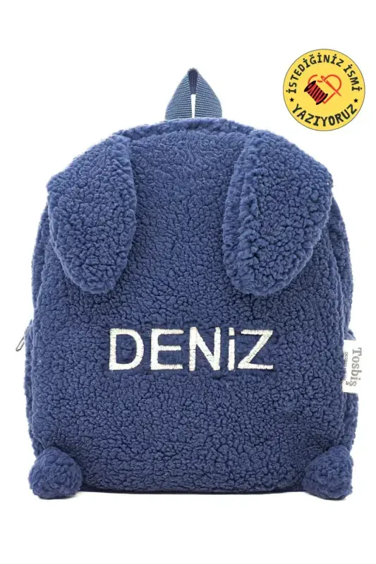 [ Write Any Name You Want ] Rabbit Navy Blue 0-8 Years Old Children's Backpack, Kindergarten-Nursery Bag-Navy Blue - 1