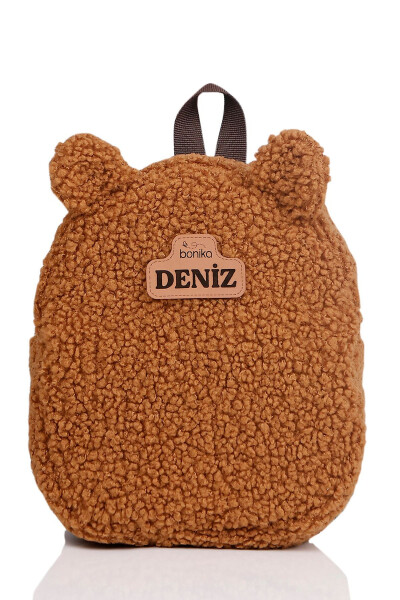 Write Name on Tag - Brown Teddy Nursery & Preschool Kids Backpack - 1